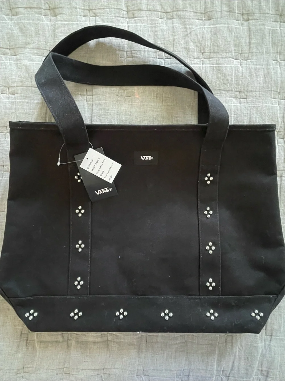 Vans Studded Pergs Tote Bag Canvas Shoulder Bag Black, Rare